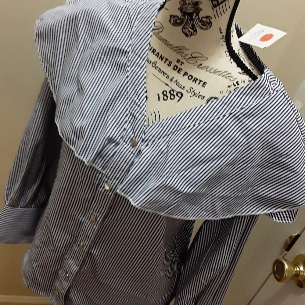Blue and white striped top